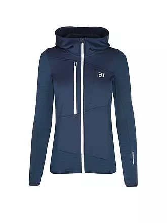 ORTOVOX | Veste polaire à capuche quadrillée pour femmes | dunkelblau